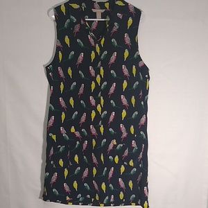 Banana Republic Navy Shift Dress with parrots